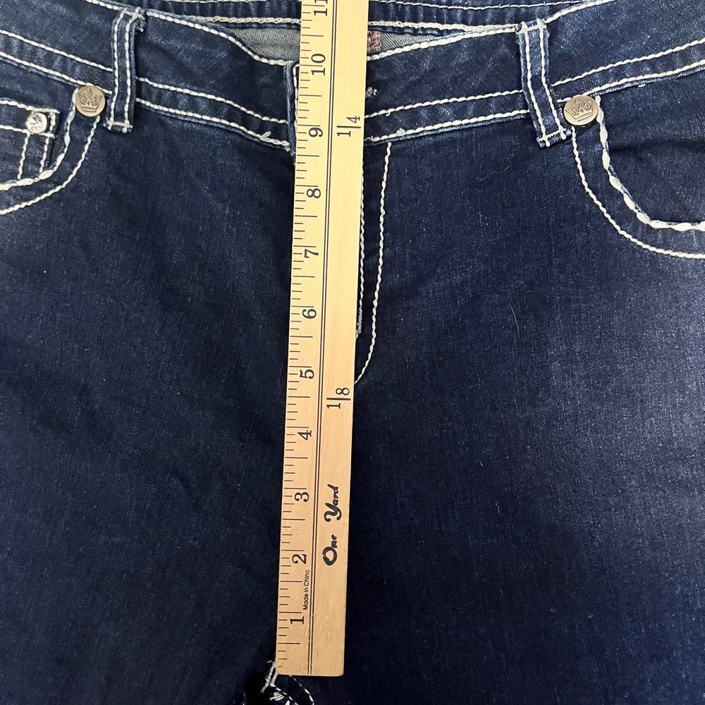 Rebel & Soul Y2K Dark Indigo Skinny Rhinestone Jeans sz 16 - Picture 8 of 11